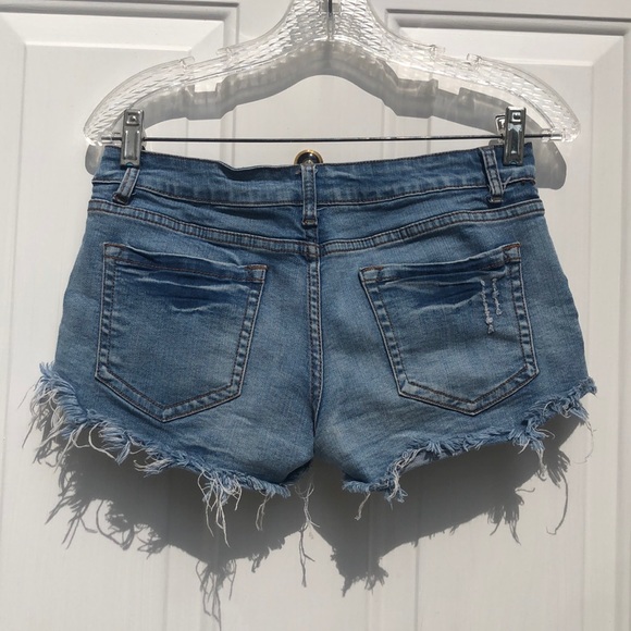 Ocean Drive laced-up Blue Jean Shorts Size 3 - Picture 2 of 3
